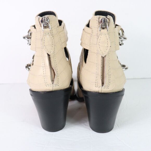 NWOT Rebecca Minkoff Seavie Lobster Clip Croc-embossed Leather Ankle Booties 9 - Picture 5 of 10